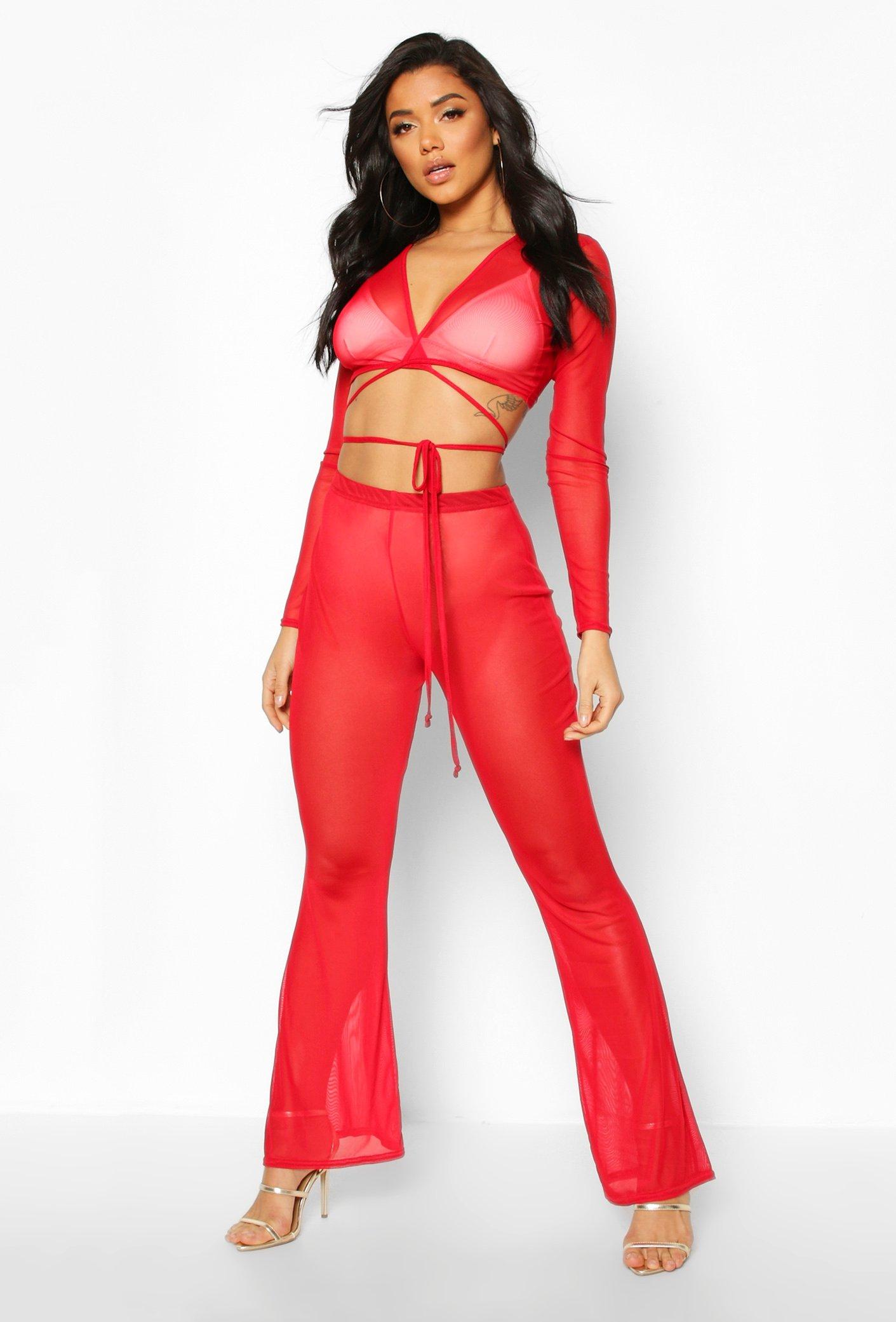 red latex co ord